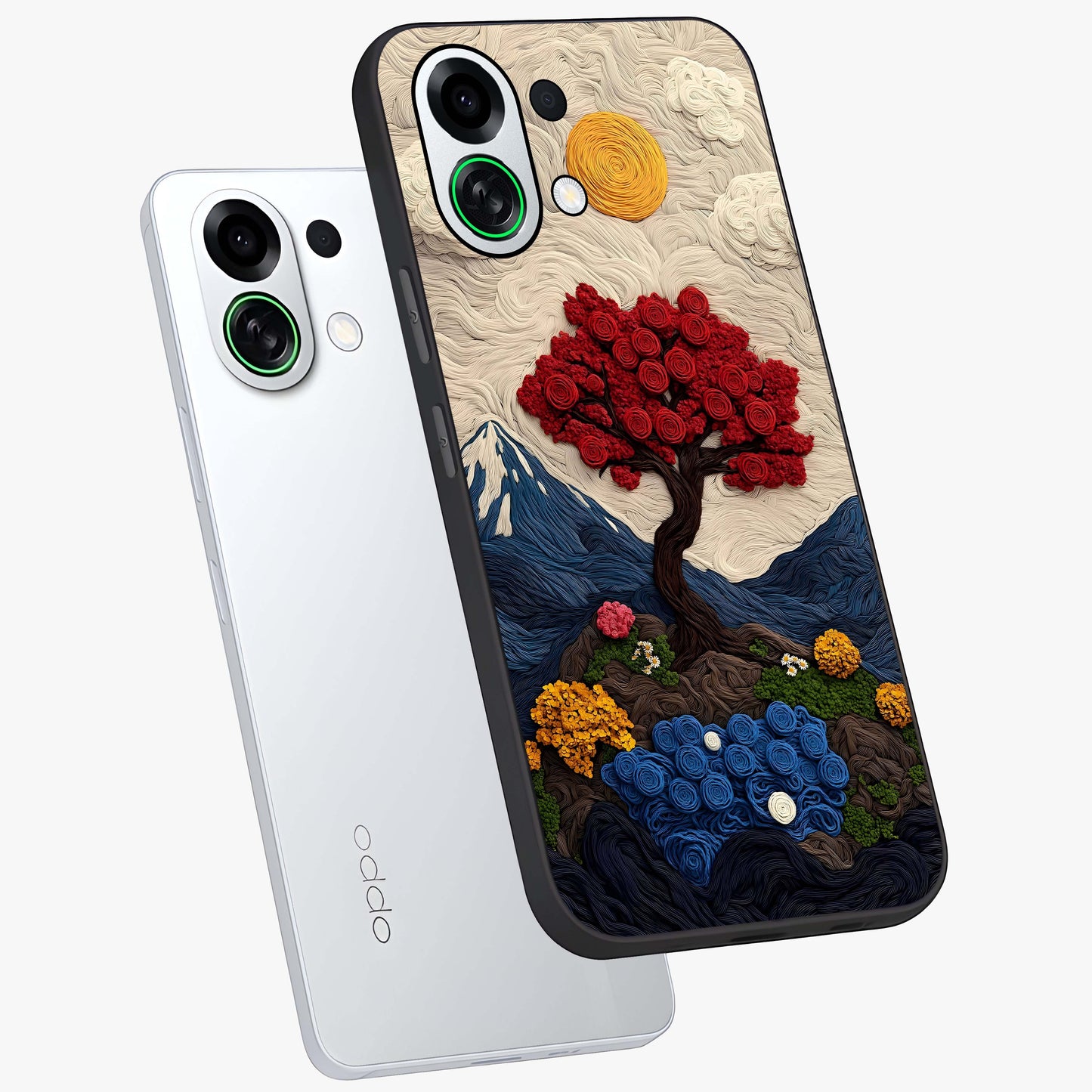 Eternal Nature Tapestry Glass Case displayed in angled mockup highlighting detailed botanical pattern with artistic aesthetic.