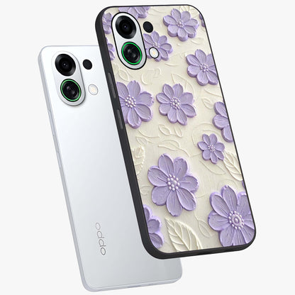 Floral Wall Art With Purple Flowers Glass Case displayed in angled mockup highlighting vibrant purple floral illustration with artistic aesthetic.