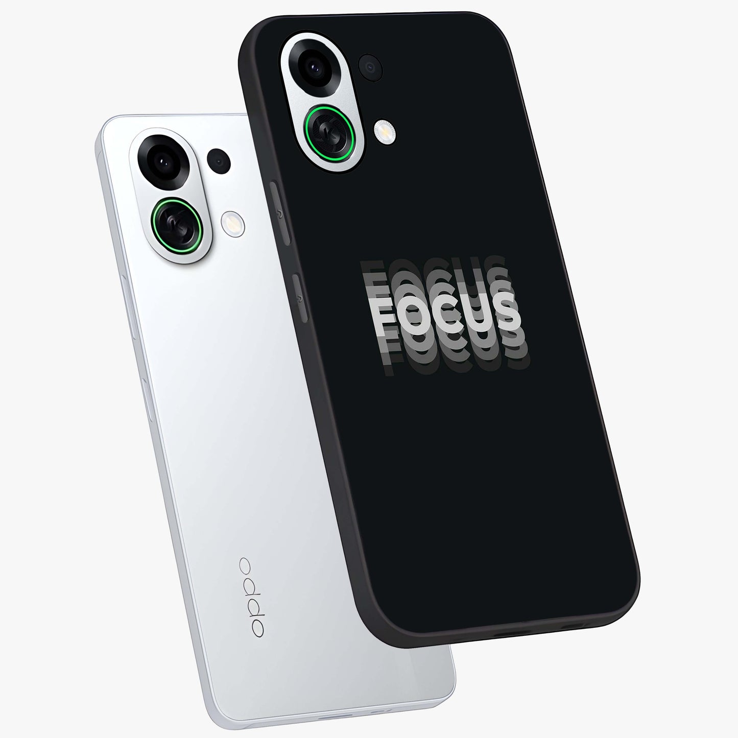 Focus Mode On Glass Case displayed in angled mockup highlighting clean minimal text artwork with modern aesthetic style.