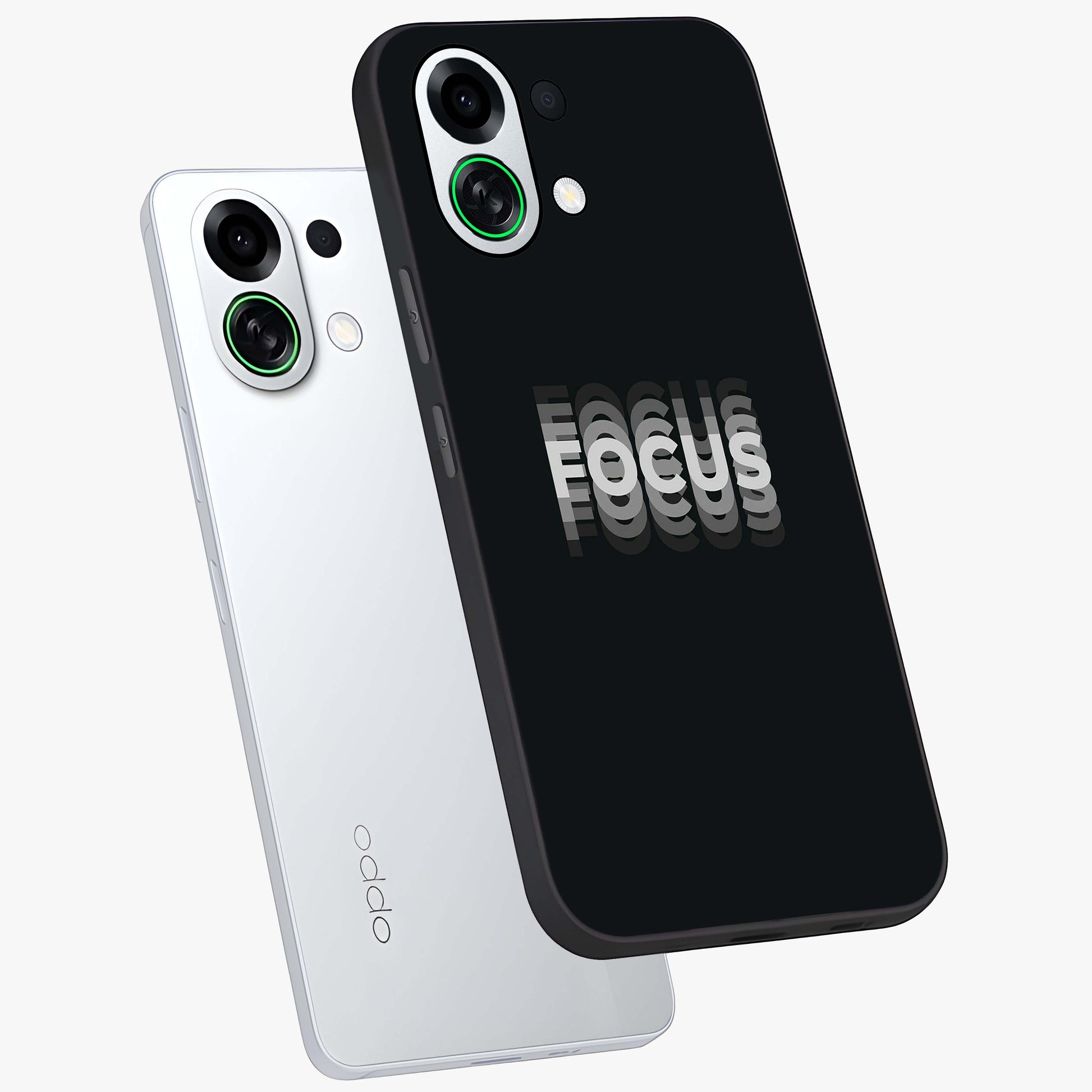 Focus Mode On Glass Case displayed in angled mockup highlighting clean minimal text artwork with modern aesthetic style.