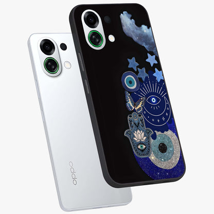 Galactic Charm Cluster Glass Case displayed in angled mockup highlighting luminous galaxy inspired design with dreamy aesthetic.
