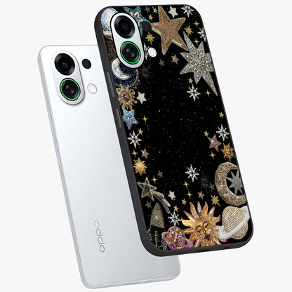 Galactic Jewel Stars Glass Case displayed in angled mockup highlighting shining celestial star design with cosmic aesthetic style.