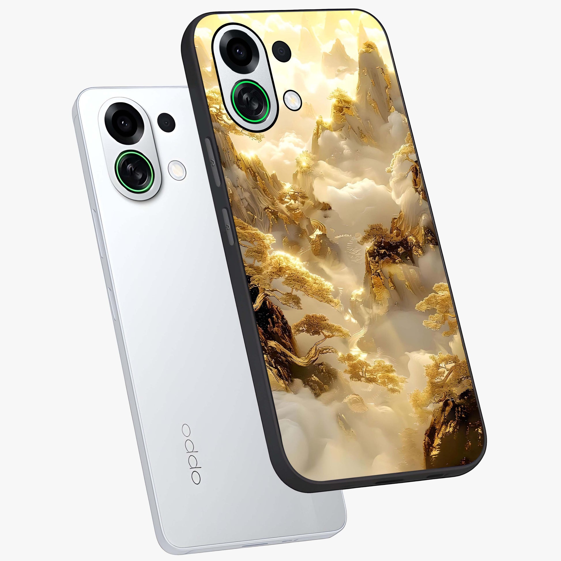 Gates Of Illumination Glass Case displayed in angled mockup highlighting radiant portal inspired design with fantasy aesthetic.
