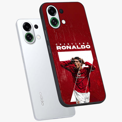 Goal Celebration Legacy Glass Case displayed in angled mockup highlighting energetic sports celebration design with bold athletic theme.
