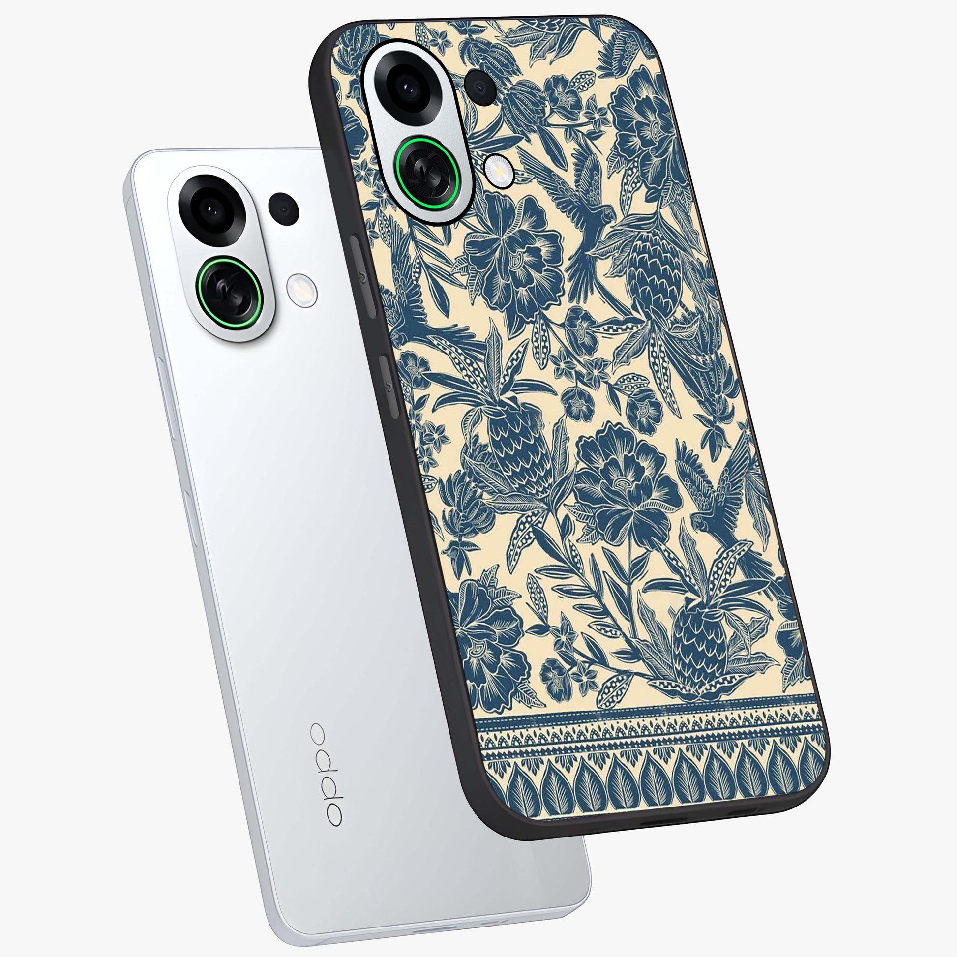 Heirloom Wild Bloom Glass Case displayed in angled mockup highlighting botanical bloom design with classic aesthetic style.