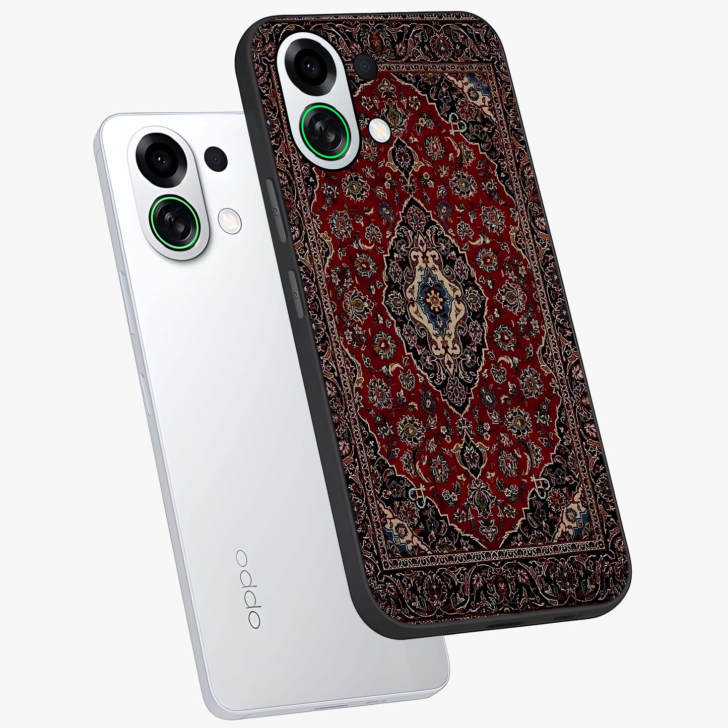 Heritage Carpet Royale Glass Case displayed in angled mockup highlighting intricate royal carpet design with heritage aesthetic.