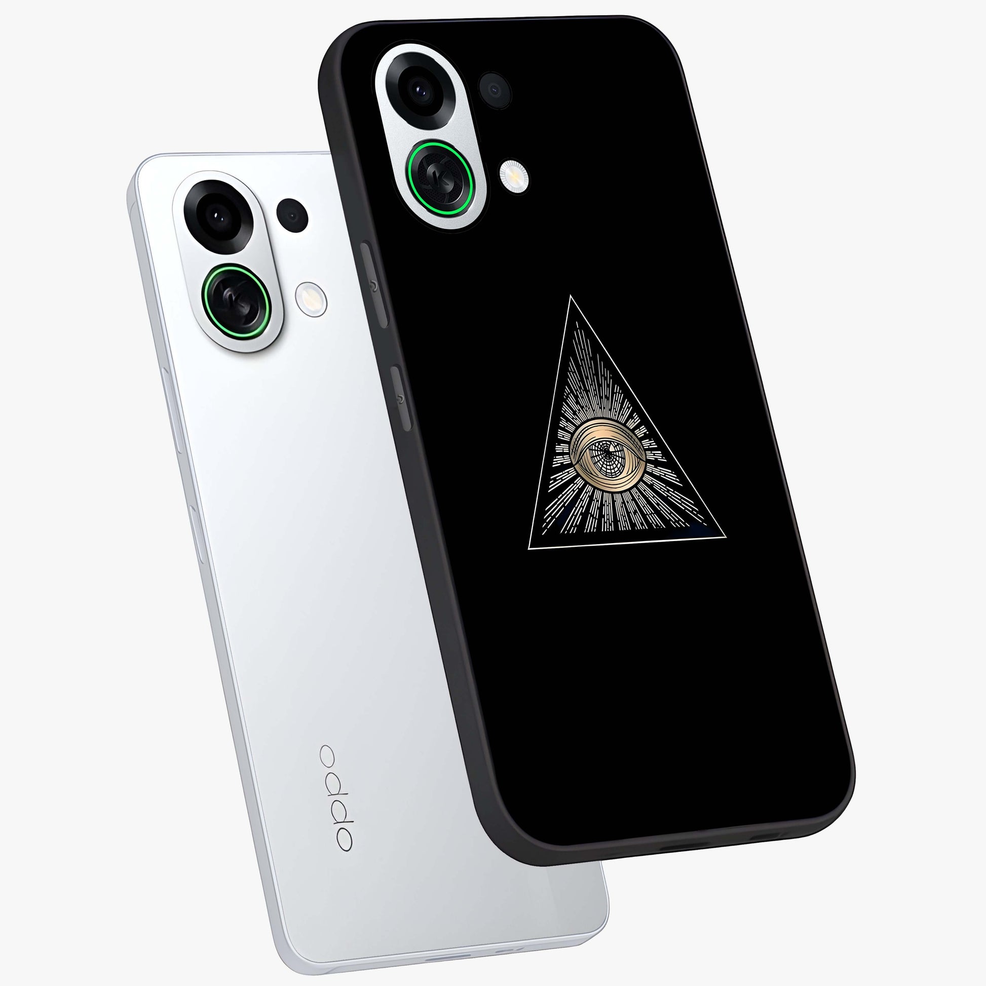 Illuminati Evil Glass Case displayed in angled mockup highlighting dark occult inspired design with bold aesthetic style.