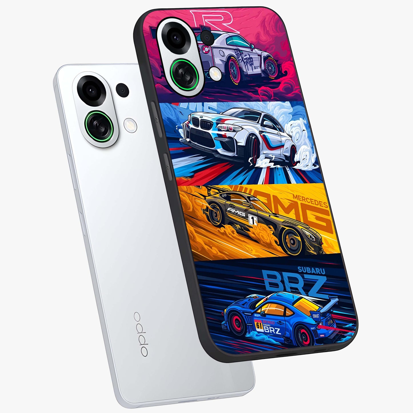 JDM Sports Car Glass Case displayed in angled mockup highlighting sleek Japanese racing car design with automotive aesthetic.
