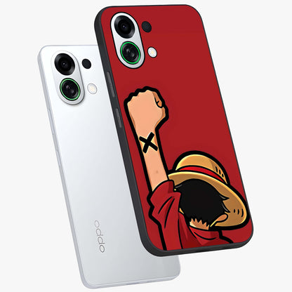 Luffy X Spirit Glass Case displayed in angled mockup highlighting powerful anime design with energetic action aesthetic.