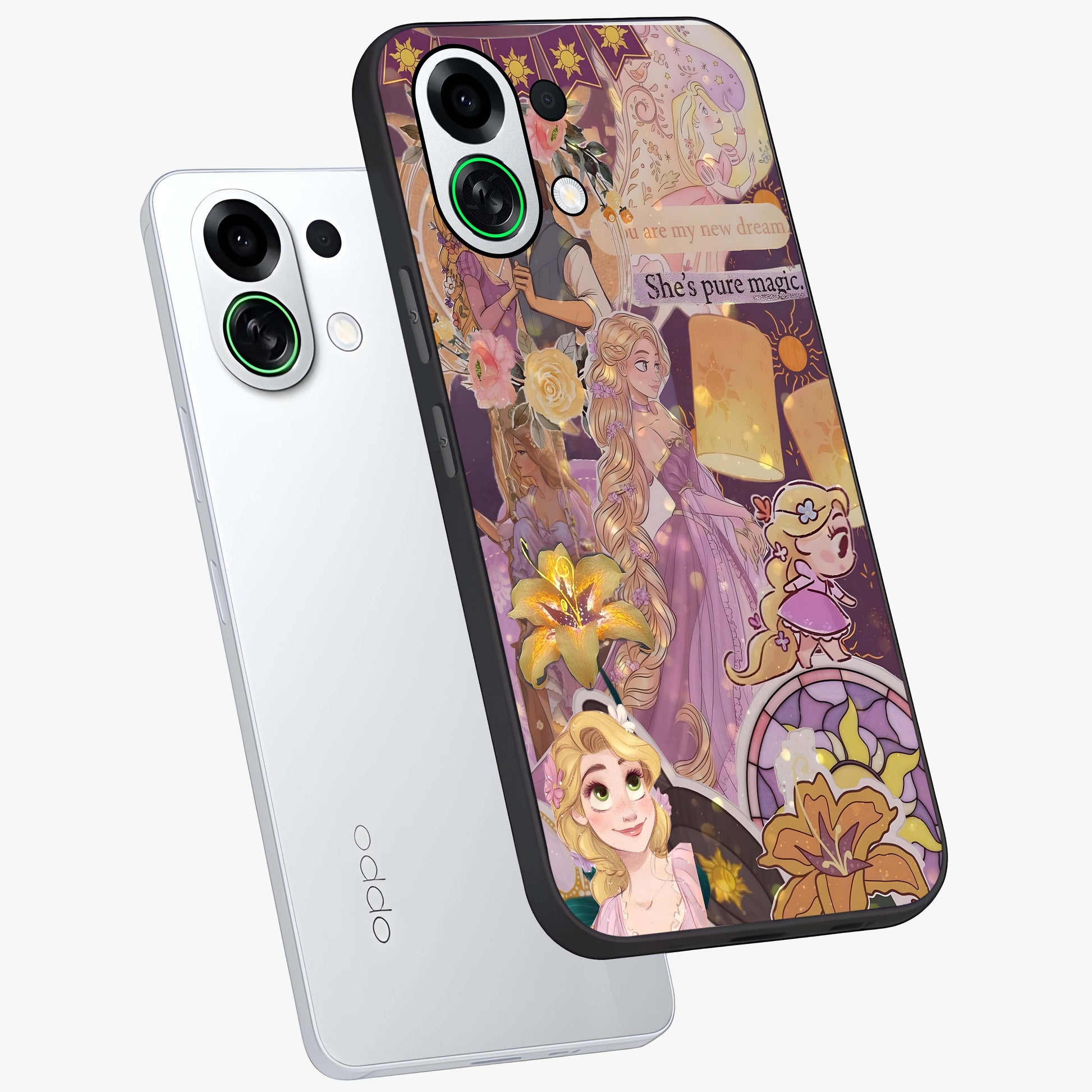Magical Tangled Dream Glass Case displayed in angled mockup highlighting whimsical fantasy design with magical aesthetic.