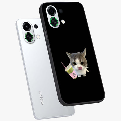 Matcha Cat Style Glass Case displayed in angled mockup highlighting playful feline design with pastel matcha aesthetic.