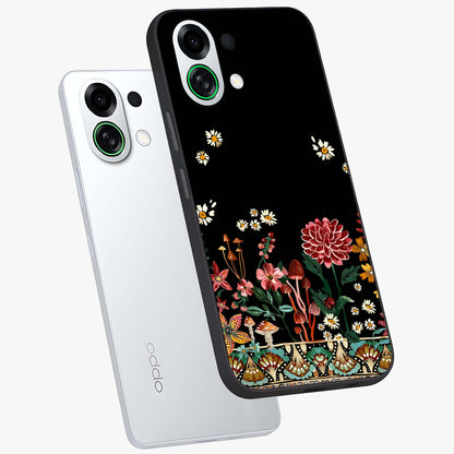 Midnight Bloom Pattern Glass Case displayed in angled mockup highlighting elegant flower design with midnight aesthetic style.