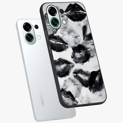 Midnight Kiss Marks Glass Case displayed in angled mockup highlighting playful romantic design with bold midnight aesthetic.