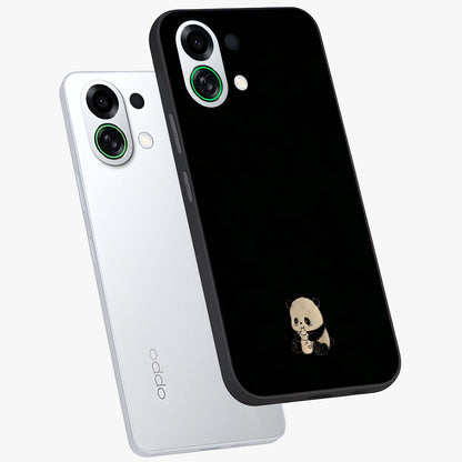 Midnight Panda Love Glass Case displayed in angled mockup highlighting adorable panda illustration with midnight aesthetic.