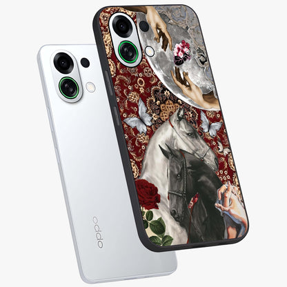 Moonlit Royal Stallion Glass Case displayed in angled mockup highlighting powerful stallion illustration with royal night aesthetic.