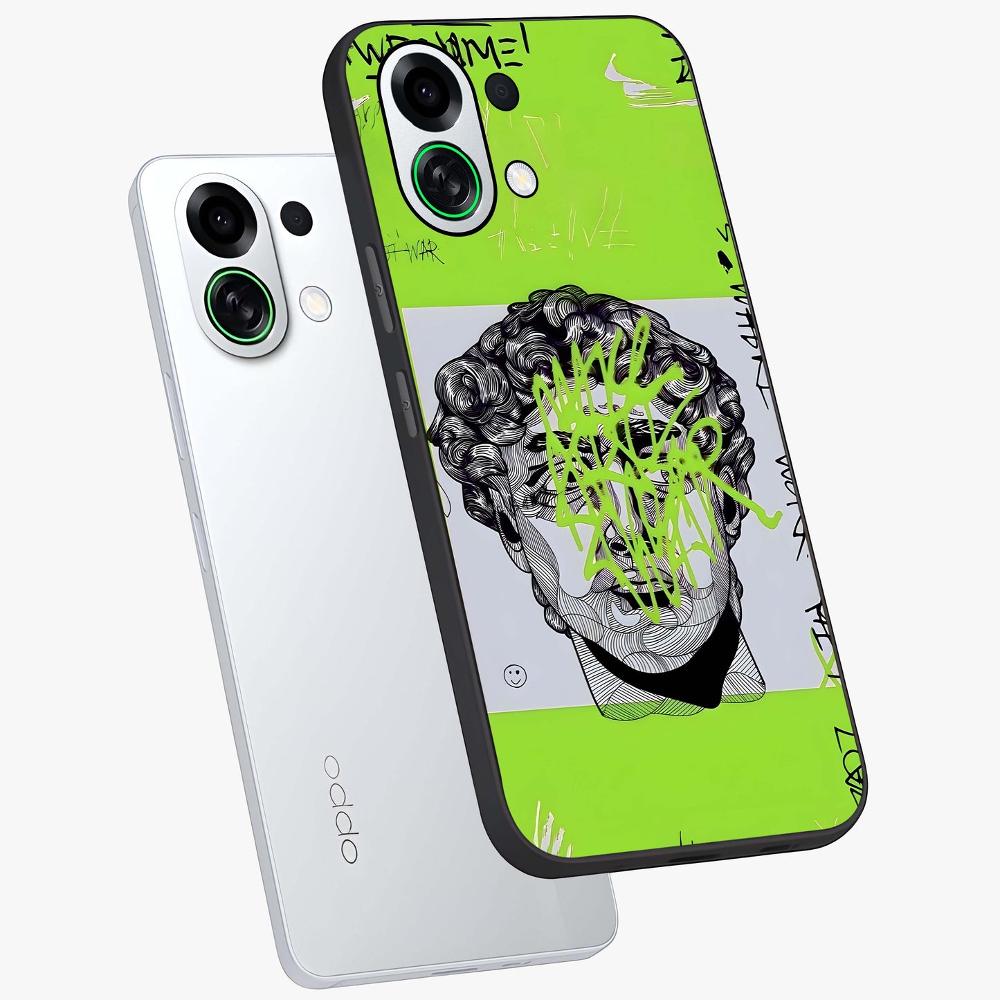 Neo Graffiti Rebellion Glass Case displayed in angled mockup highlighting urban street art design with rebellious aesthetic.