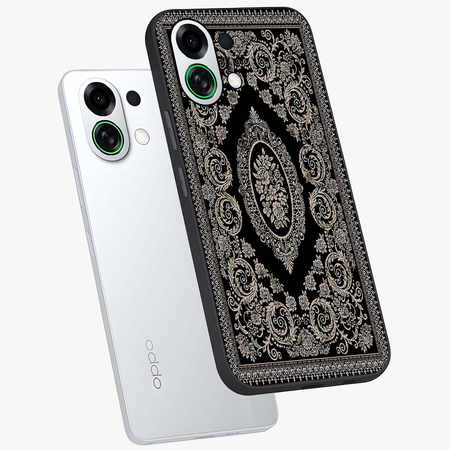 Noir Bloom Elegance Glass Case displayed in angled mockup highlighting refined flower design with stylish noir aesthetic.