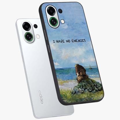 Peace Beyond War Glass Case displayed in angled mockup highlighting meaningful message design with artistic aesthetic style.