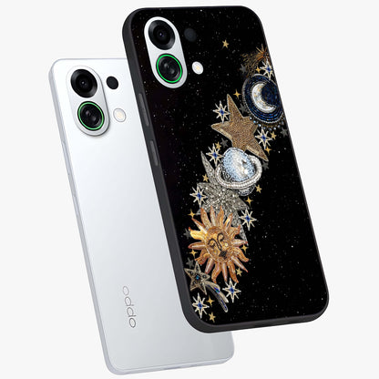 Pearls Universe Object Glass Case displayed in angled mockup highlighting celestial pearl design with dreamy aesthetic.