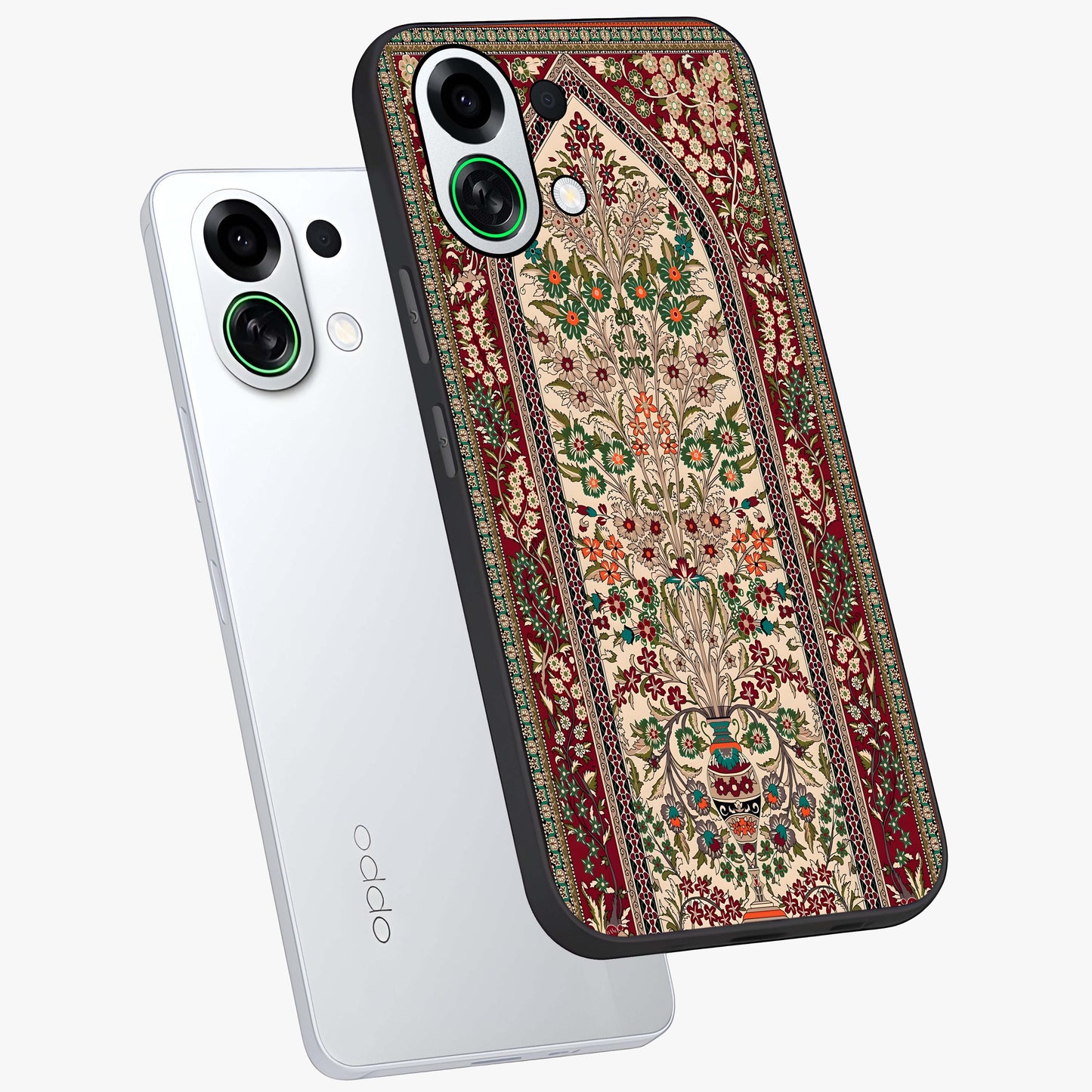 Persian Inspired Glass Case displayed in angled mockup highlighting intricate traditional design with elegant cultural aesthetic.