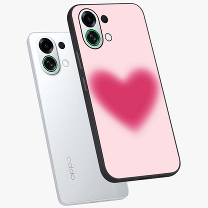 Pink Aura Heart Glass Case displayed in angled mockup highlighting vibrant pink heart design with dreamy aura aesthetic.