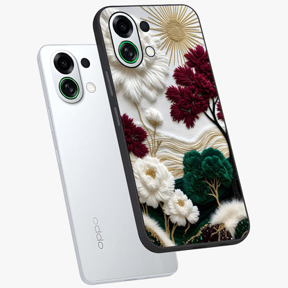 Radiant Bloom Elegance Glass Case displayed in angled mockup highlighting graceful floral design with radiant aesthetic style.