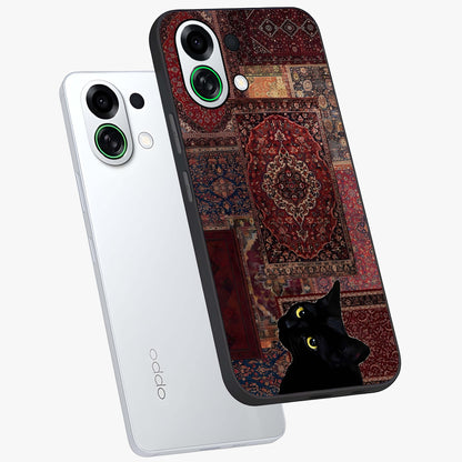 Regal Magic Cat Apple Glass Case displayed in angled mockup highlighting whimsical feline design with fantasy aesthetic.