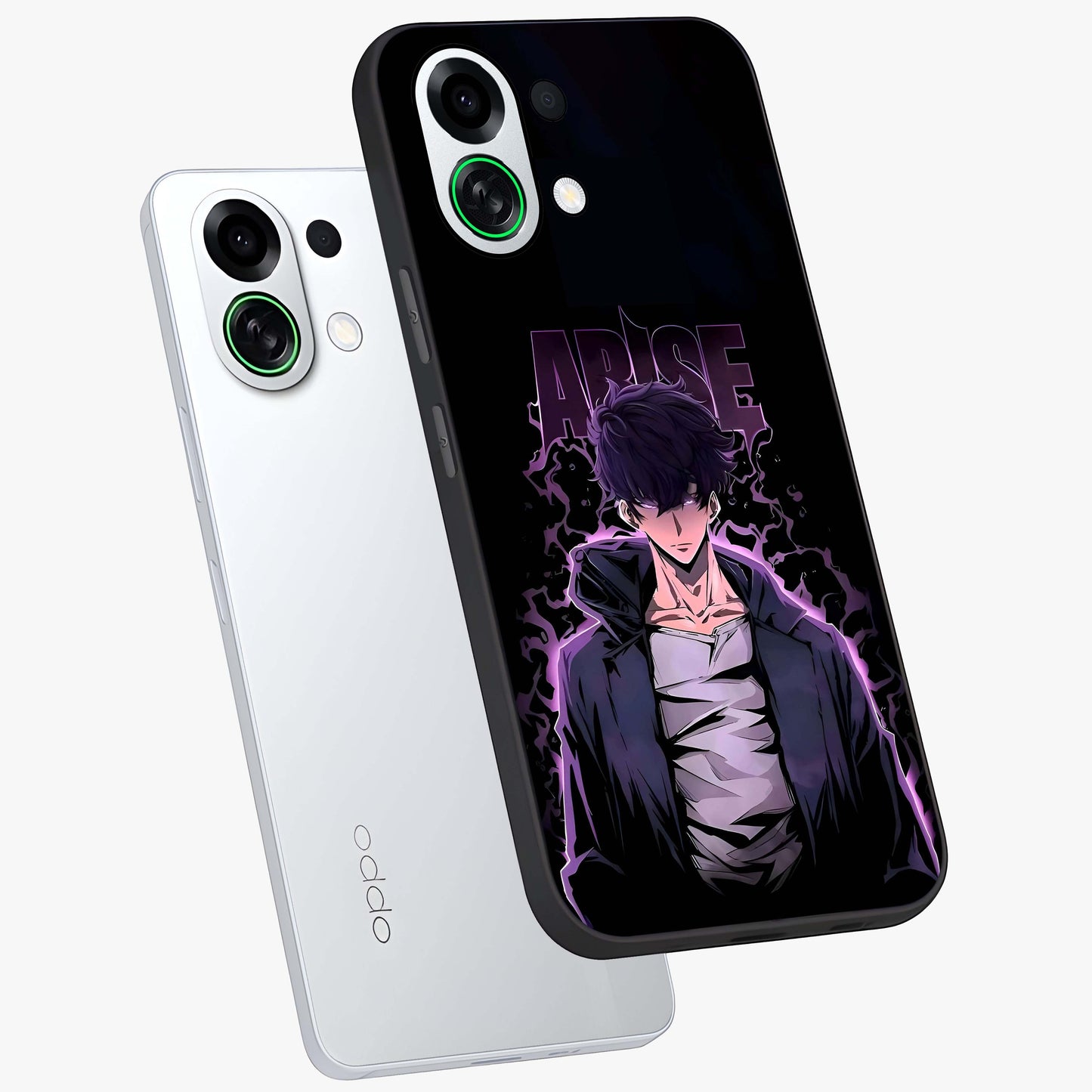 Shadow Monarch Awakening Glass Case displayed in angled mockup highlighting dramatic shadow warrior design with fantasy aesthetic.