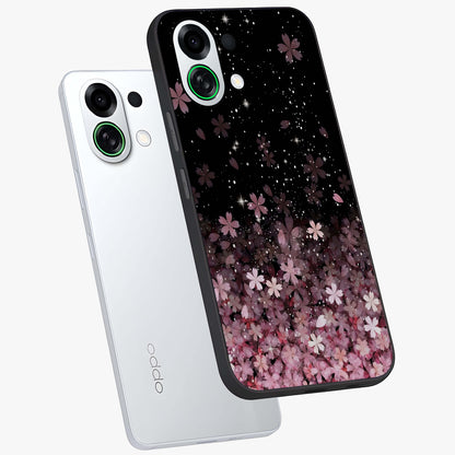 Small Starry Flowers Glass Case displayed in angled mockup highlighting tiny flower pattern with celestial aesthetic style.