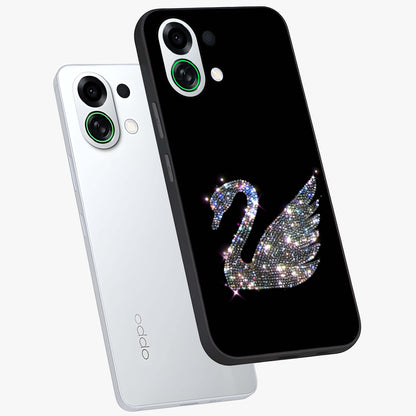 Starlit Swan Grace Glass Case displayed in angled mockup highlighting elegant swan illustration with dreamy celestial aesthetic.