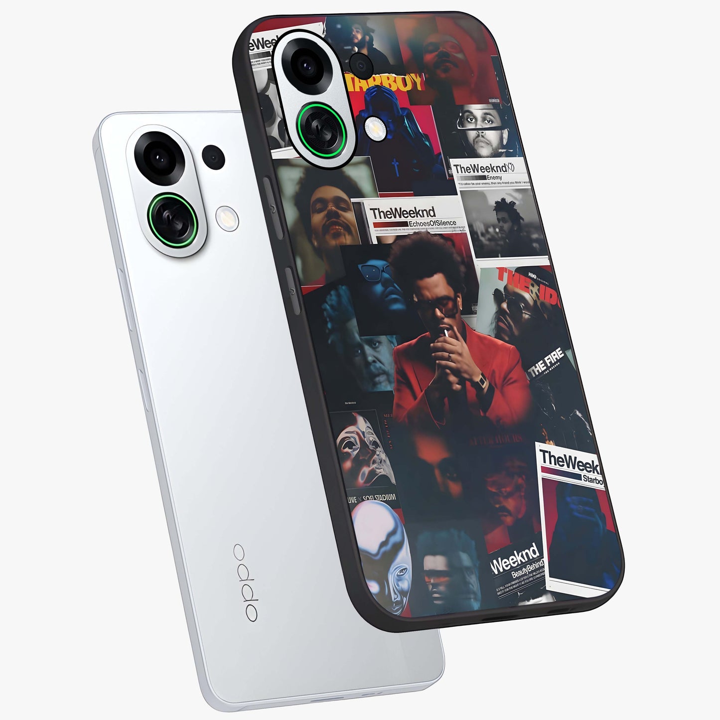 The Weeknd Glass Case displayed in angled mockup highlighting stylish pop culture inspired design with modern aesthetic.