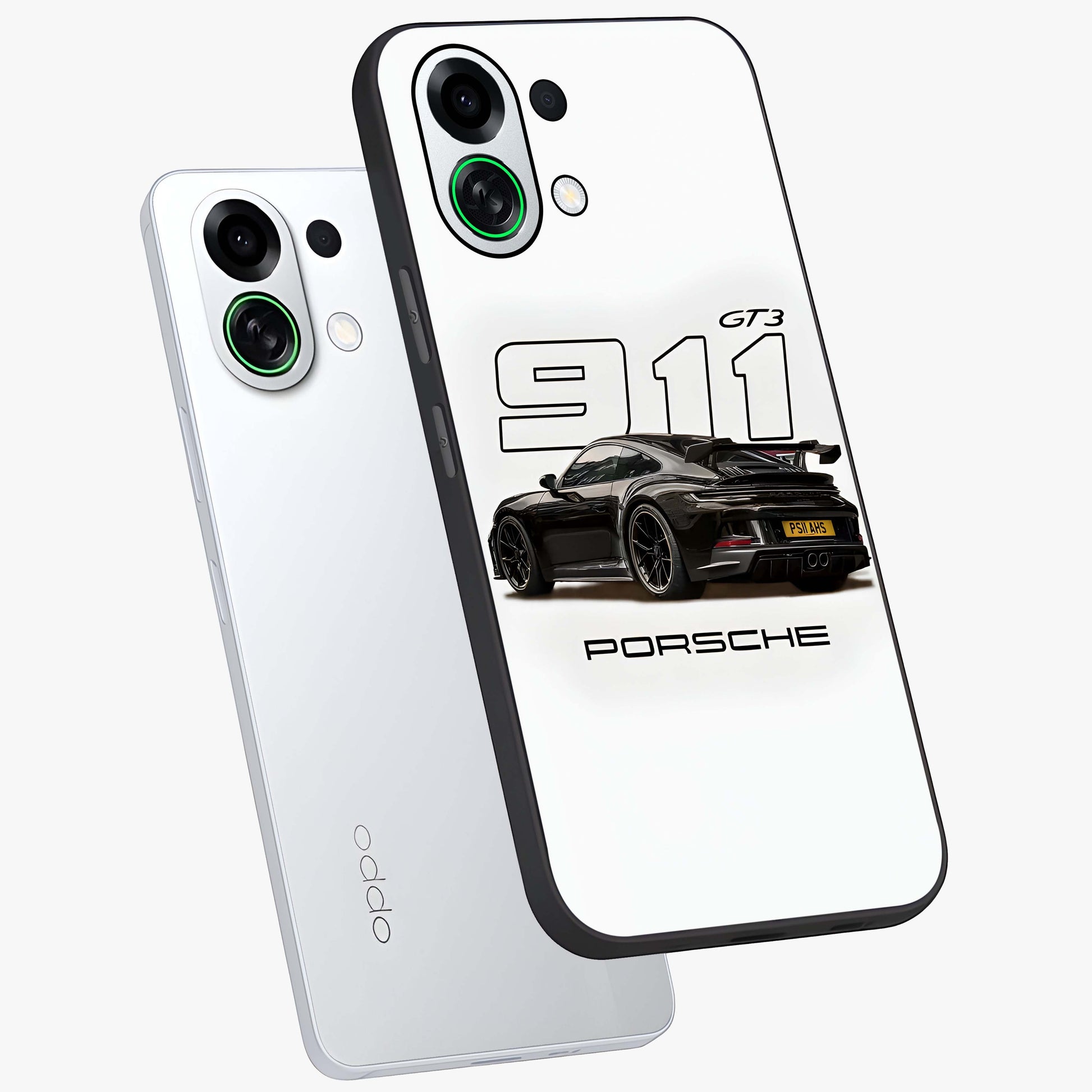 Turbo Legacy Icon Glass Case displayed in angled mockup highlighting dynamic automotive design with performance aesthetic.