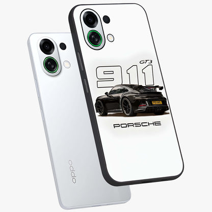 Turbo Legacy Icon Glass Case displayed in angled mockup highlighting dynamic automotive design with performance aesthetic.