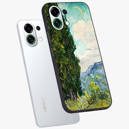 Van Gogh Vintage Art Glass Case displayed in angled mockup highlighting textured brushstroke design with classic aesthetic.