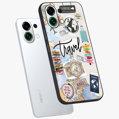 Wanderlust Journal Glass Case displayed in angled mockup highlighting adventure themed design with aesthetic travel vibe.