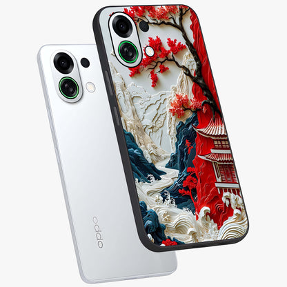 Whispers Of Sakura Waves Glass Case displayed in angled mockup highlighting flowing sakura design with soft floral aesthetic.