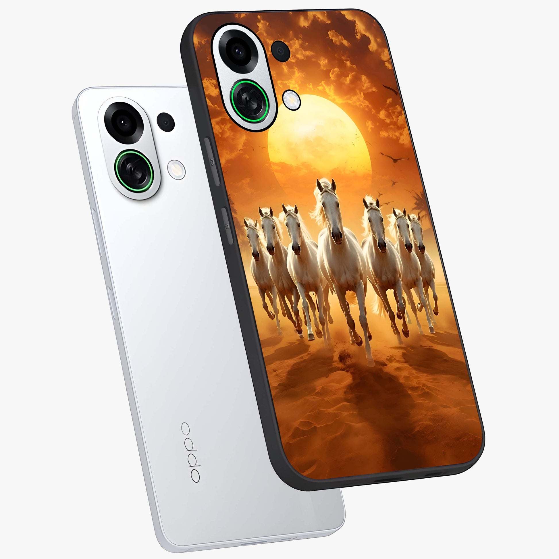 Wild Sunset Majesty Glass Case displayed in angled mockup highlighting vibrant sunset sky design with scenic aesthetic.