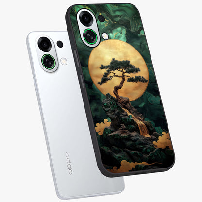 Zen Moon Rise Glass Case displayed in angled mockup highlighting peaceful lunar design with zen aesthetic style.