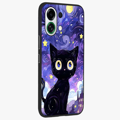 Abstract Cat Art Glass Case upright view showcasing creative feline illustration and aesthetic artistic style.