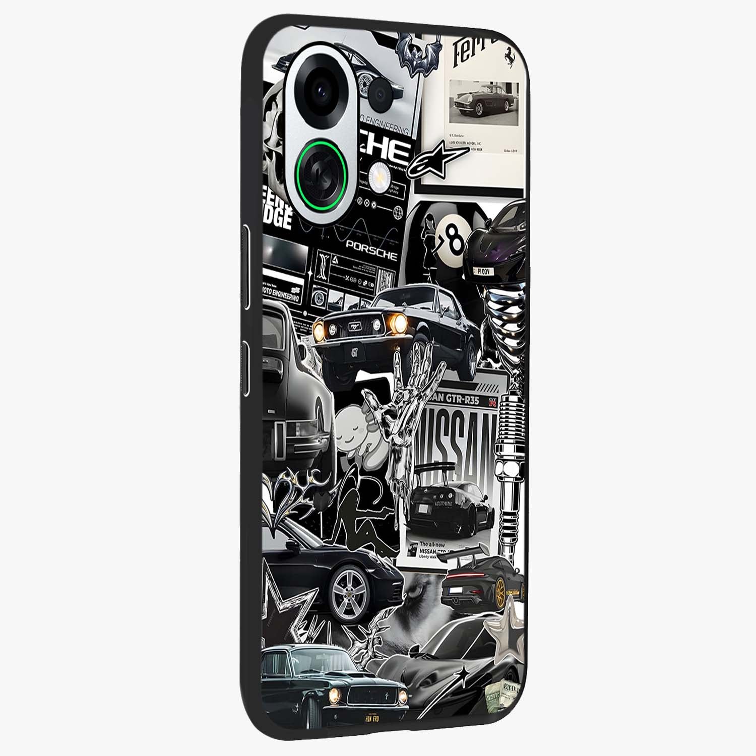 Aesthetic Dark Love Glass Case upright view showcasing dramatic romantic artwork with modern aesthetic style.