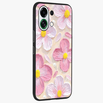 Blush Bloom Texture Glass Case upright view showcasing delicate blush floral texture with modern minimal style.