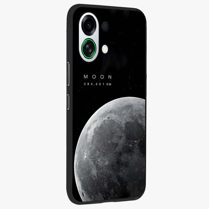 Cosmic Moon Glow Glass Case upright view showcasing luminous moon illustration with dreamy cosmic style.