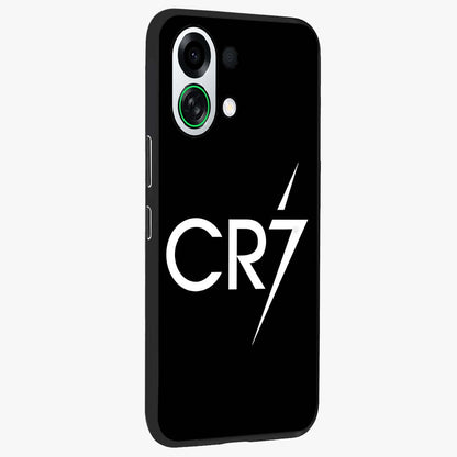 Cr7 Elite Strike Glass Case upright view showcasing energetic football inspired design with modern sports aesthetic.