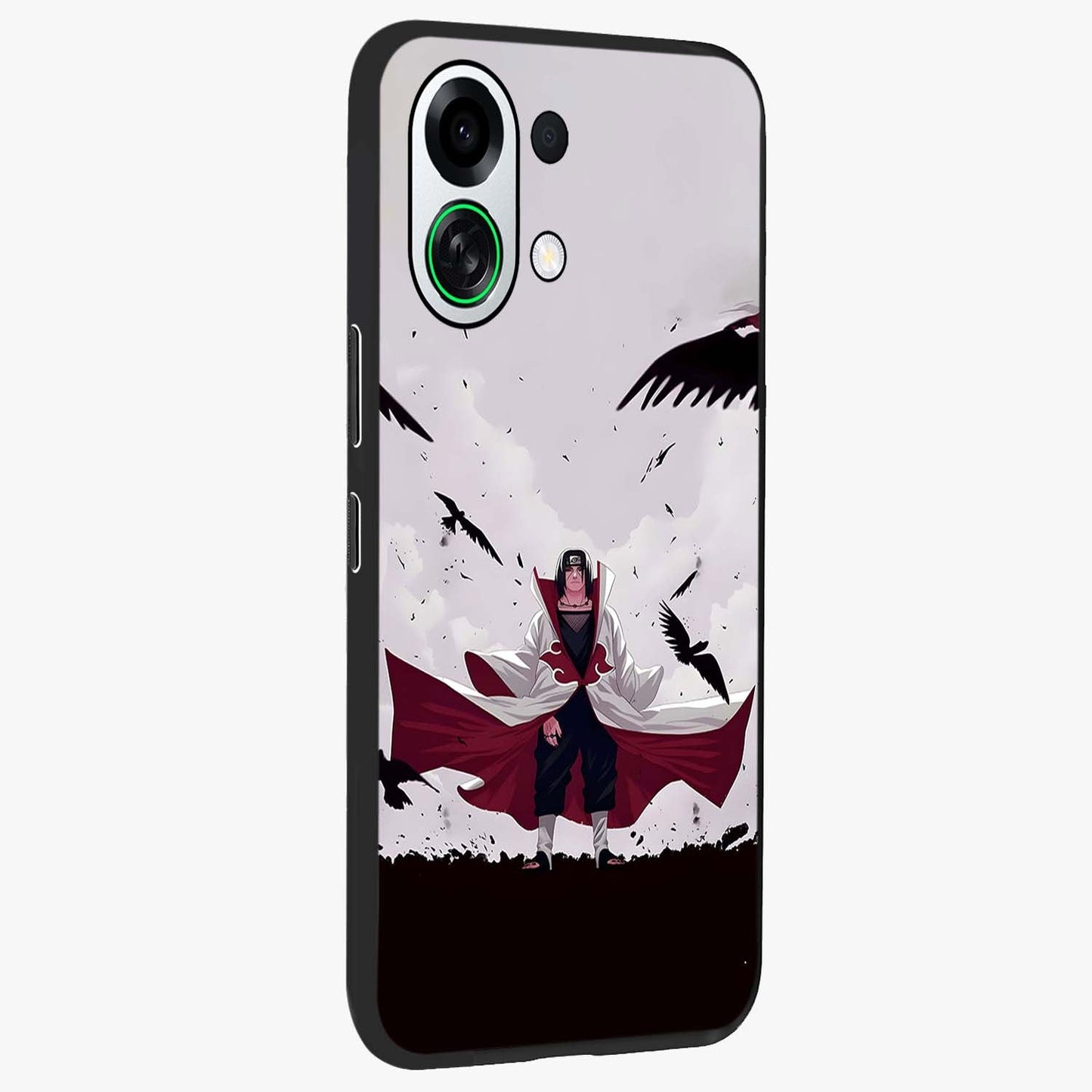 Crimson Crow Ascension Glass Case upright view showcasing dramatic crow artwork with bold gothic theme.