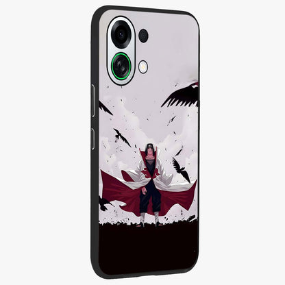 Crimson Crow Ascension Glass Case upright view showcasing dramatic crow artwork with bold gothic theme.