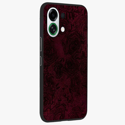 Crimson Fade Flow Glass Case upright view showcasing dynamic crimson flow artwork with stylish abstract theme.