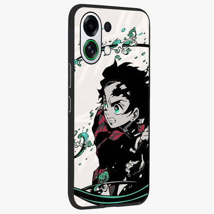 Demon Slayer Glass Case upright view showcasing powerful anime artwork with intense warrior theme.