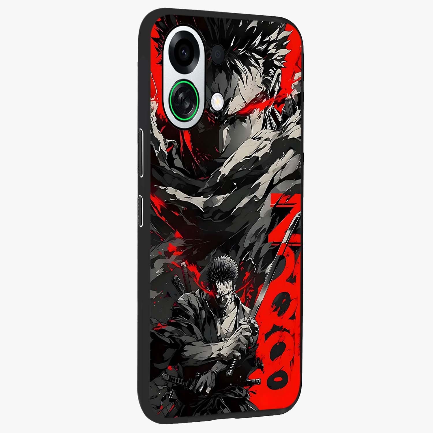 Demon Sword Resolve Glass Case upright view showcasing dramatic warrior artwork with intense battle theme.