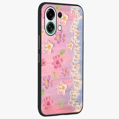 Dreamy Painted Garden Glass Case upright view showcasing vibrant floral garden artwork with artistic nature theme.