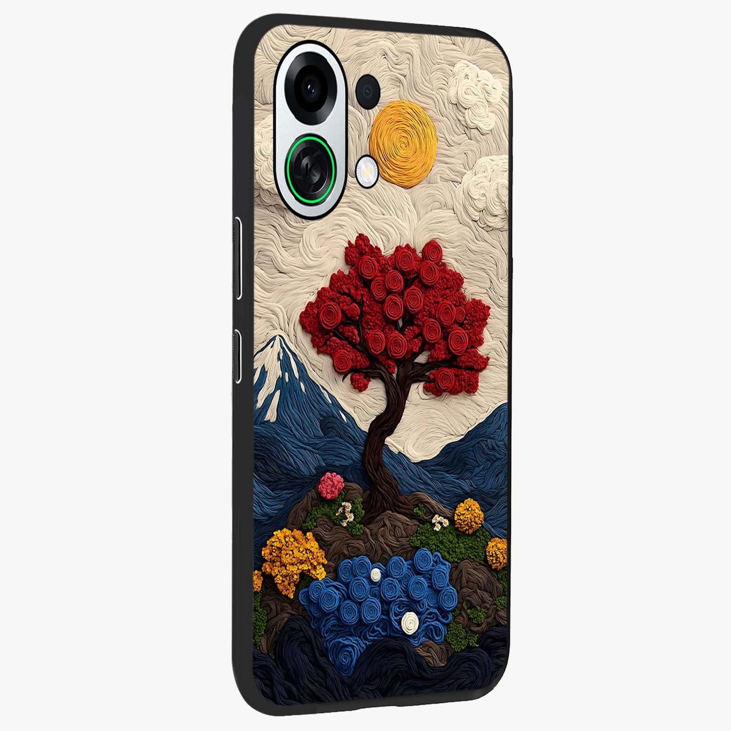 Eternal Nature Tapestry Glass Case upright view showcasing elegant nature tapestry design with decorative style.